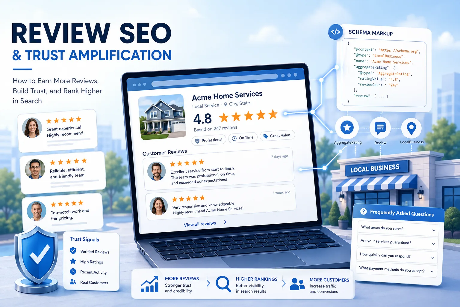 评价与口碑 SEO 怎么做：评论页、评分、FAQ 与信任放大